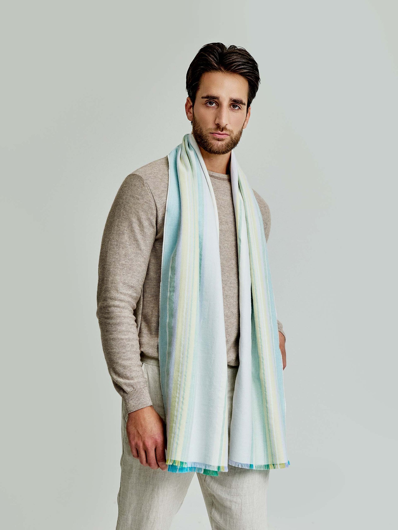 Walk Shawl Cotton & Baby Alpaca Color Turquoise