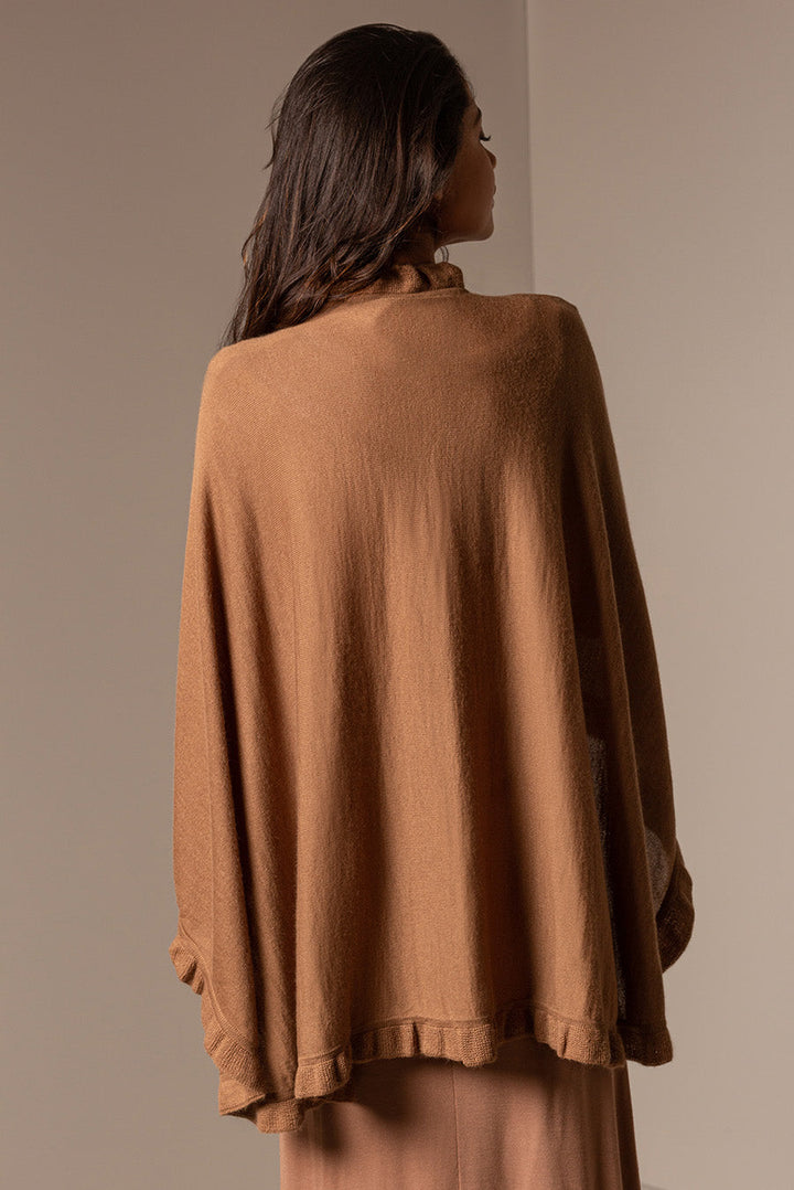 PONCHO BROMELIA DE ALPACA 16 COLOR CAMEL