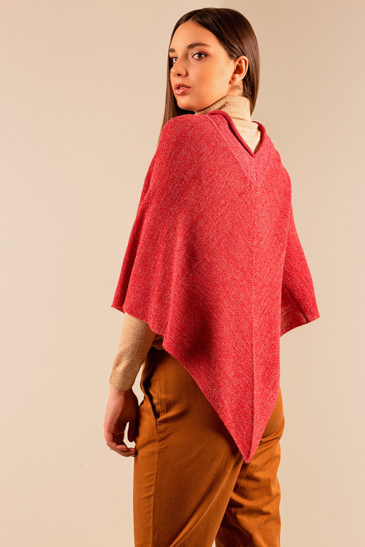 Poncho Ulala De Baby Alpaca Color Amarena