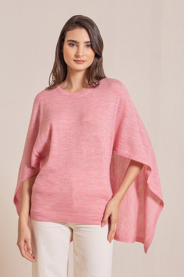 Poncho Vaya De Baby Alpaca Color Peonia
