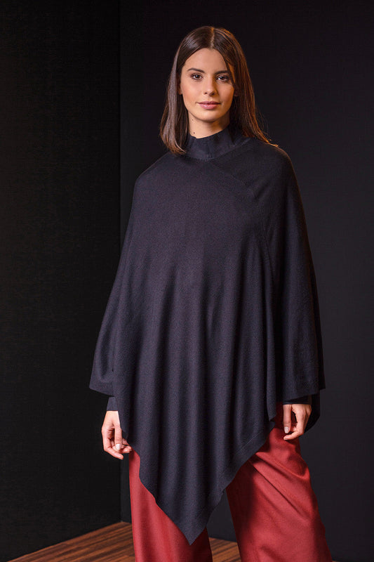 PONCHO BERYL DE VICUÑA COLOR BLACK