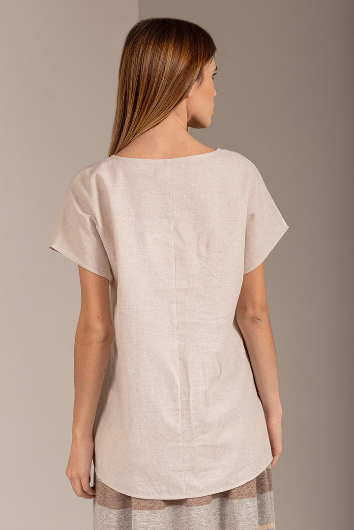 Polo Unami De Lino & Algodón Color Beige