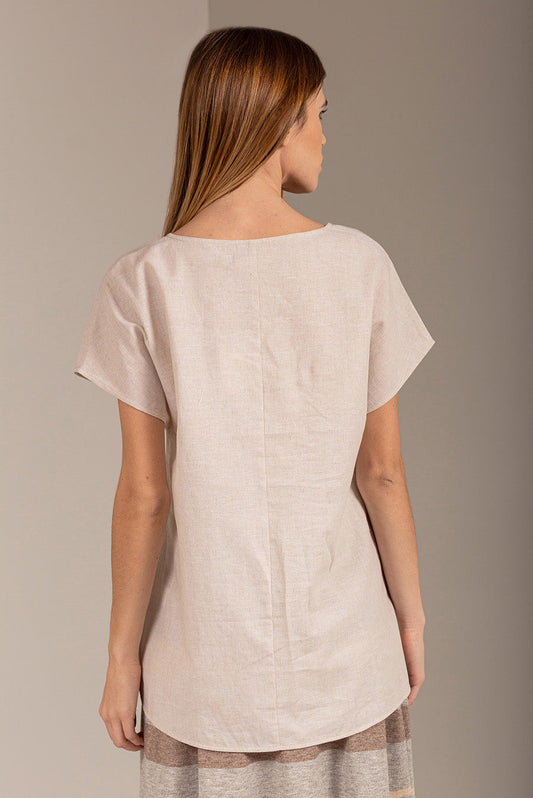 Polo Unami De Lino & Algodón Color Beige