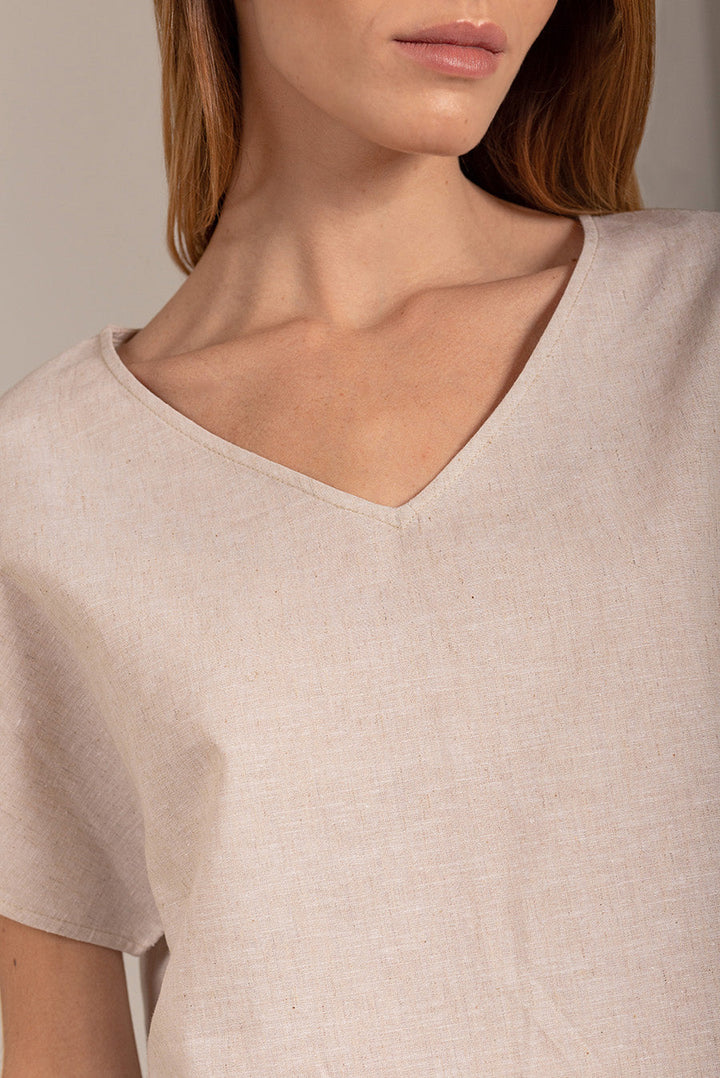Polo Unami De Lino & Algodón Color Beige