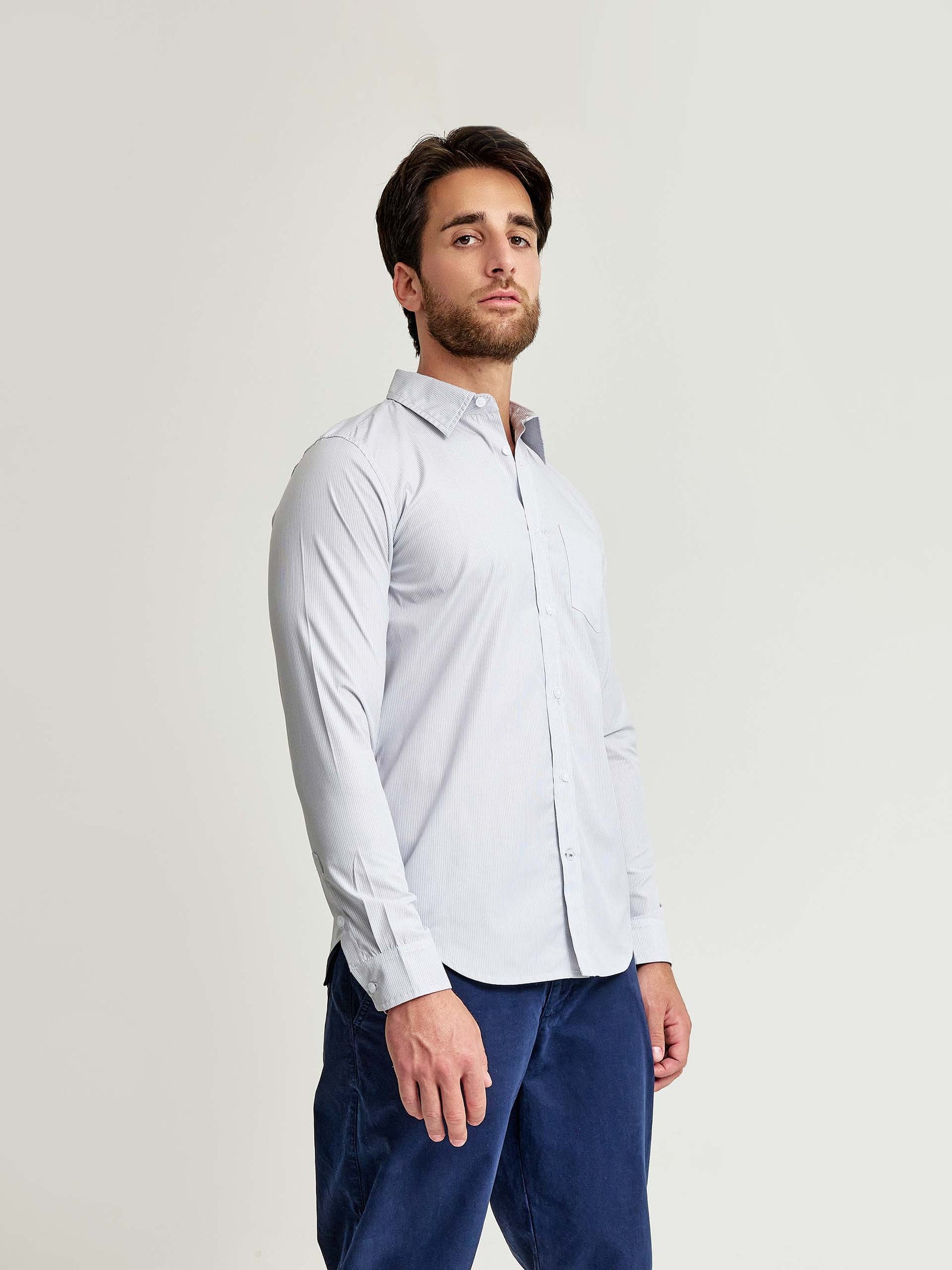 Camisa Waldo Algodón Color Gris Rayas